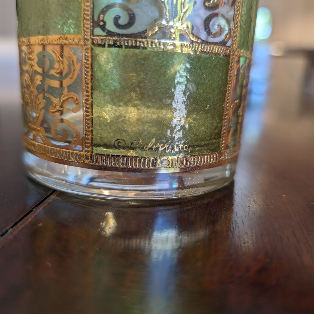 Culver Gold and Green Glasses Set Of 4 - Picture 2 of 6